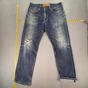 Edwin 505 Jeans Mens Selvedge Blue Skinny Buckle Back Thrashed Japan Fits 31x31